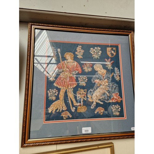 888 - A framed needlework picture, 51.5cm x 51.5cm.