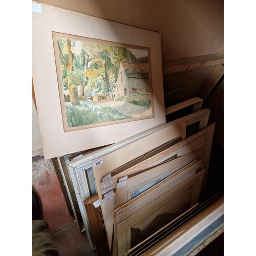 893 - Nineteen original works, mostly watercolours, 19th and 20th century, various artists, mostly window ... 