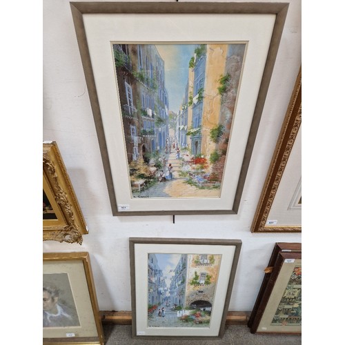 921 - Yves Gianni (Itallian, 20th century), pair of street scenes, gouache, 30cm x 47cm, each signed to lo... 