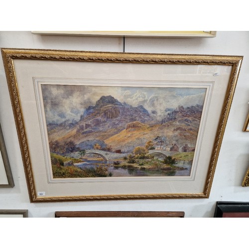 924 - J Barnes (British, early 20th century), watercolour, Borrowdale, Lake District scene, 74cm x 48cm, f... 