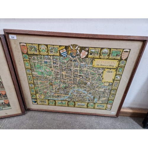 926 - A Kerry Lee map, 'London', circa 1946, image 61cm x 47cm, framed and glazed, 67cmn x 61cm.