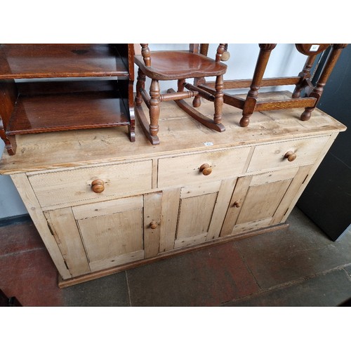 970 - A Victorian stripped pine sideboard, length 160cm.