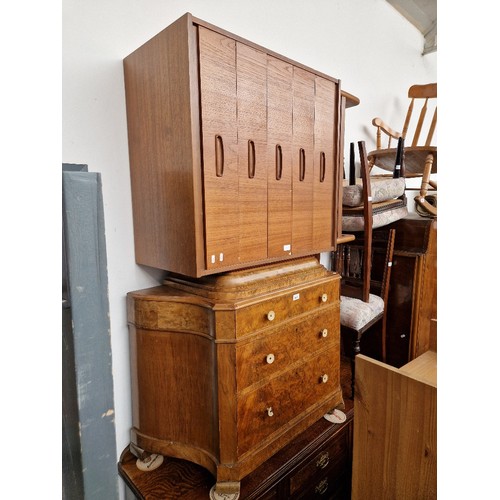 1007 - A 1930s walnut dressing chest and a mid 20th century teak chest of drawers