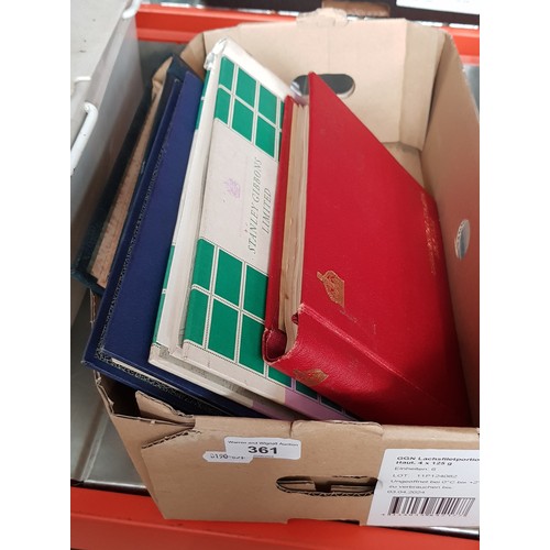 361 - A box of stamp albums to include commemorative commonwealth sets etc.