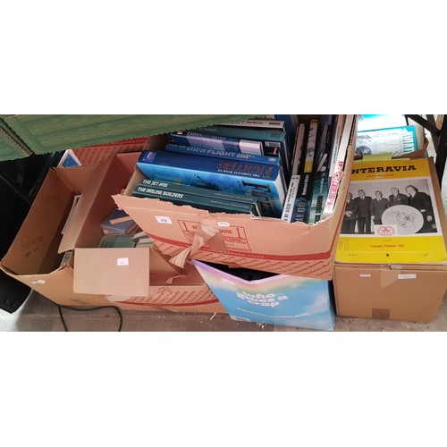 418 - Twelve boxes of various books and magazines relating to aircraft, military aircraft, etc.