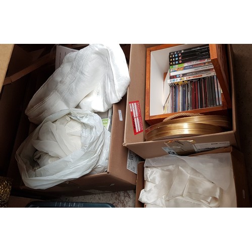 431 - A box of metalware to include copper kettle, plated ware, copper box, cutlery, candelabra, flat iron... 