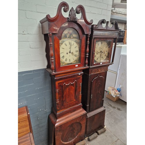 1054 - A Georgian mahogany 8 day longcase clock with painted dial.