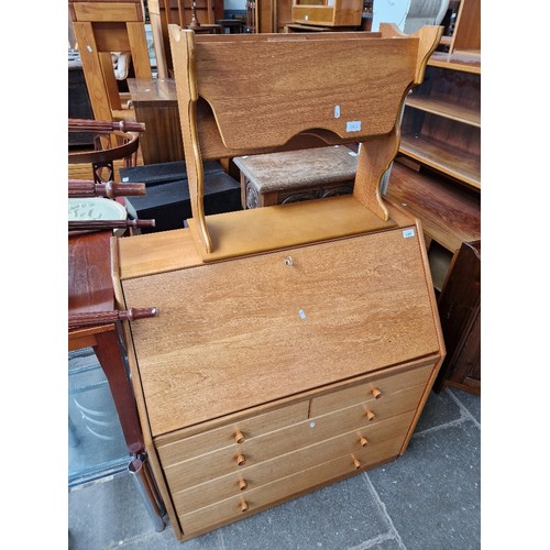 1061 - A Nathen teak bureau & a teak magazine rack table