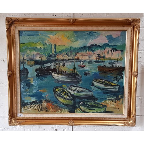 944 - James Lawrence Isherwood (1917-1989), 'Harbour St Ives', oil on board, 75cm x 59cm, signed and dated... 