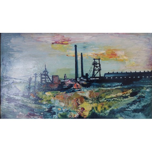 941 - James Lawrence Isherwood (1917-1989), 'The Lancashire Mine', oil on board, 46cm x 27cm, signed lower... 