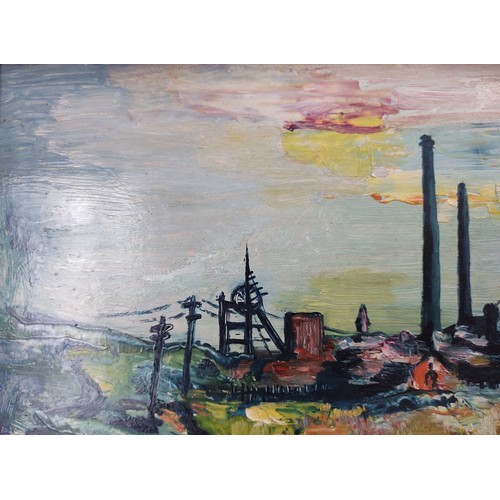 941 - James Lawrence Isherwood (1917-1989), 'The Lancashire Mine', oil on board, 46cm x 27cm, signed lower... 