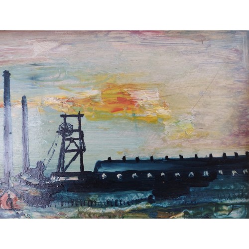 941 - James Lawrence Isherwood (1917-1989), 'The Lancashire Mine', oil on board, 46cm x 27cm, signed lower... 