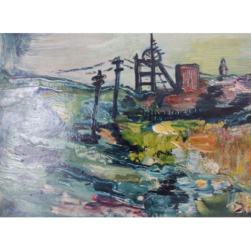 941 - James Lawrence Isherwood (1917-1989), 'The Lancashire Mine', oil on board, 46cm x 27cm, signed lower... 