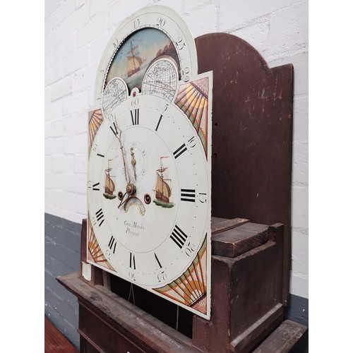 1060 - A Georgian mahogany 8 day long case clock with painted dial & rolling moon dial, by George Monks, Pr... 