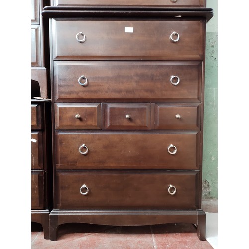 971 - Various items of Stag mahogany furniture; bedside cabinets, three bookcases, lounge unit & four ches... 