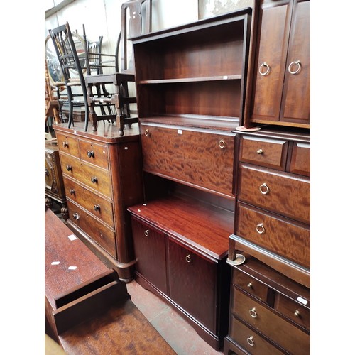 971 - Various items of Stag mahogany furniture; bedside cabinets, three bookcases, lounge unit & four ches... 