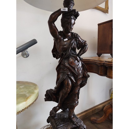 958 - A Continental carved wood floor standing lamp modelled as a classical figure stood on base, height 1... 