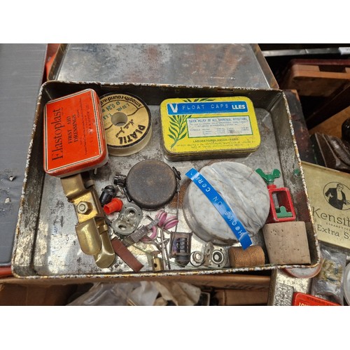 462 - A collection of vintage fishing tackle in 2 boxes  including spinners, lures, porcupine quill floats... 