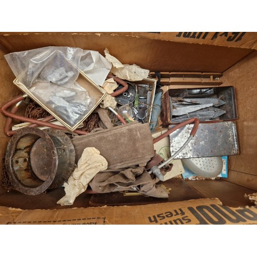 462 - A collection of vintage fishing tackle in 2 boxes  including spinners, lures, porcupine quill floats... 