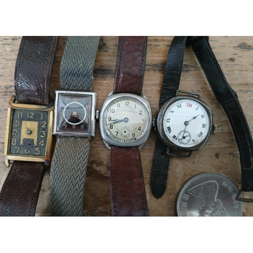 447 - A group of WWI & WWII era wristwatches.