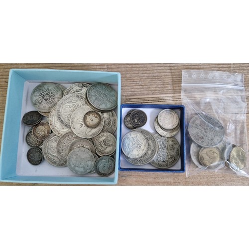 425 - A group of assorted pre 1920 silver UK coins, approx. 250g and a small group of silver coins dated 1... 