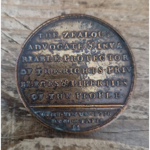 479 - A death of William Beckford Mayor of London medal by John Kirk, 1770