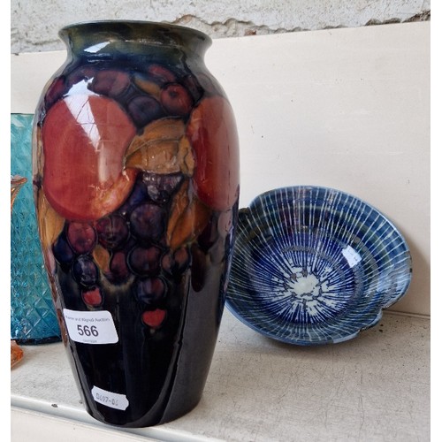 566 - A moorcroft vase (approx. 25cm height) and a Andrew Hague bowl