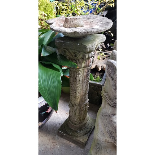 7 - A concrete birdbath - shell on ornate pedestal - height appx 80cm