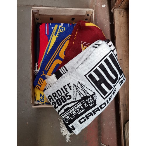 45 - A box containing 14 Rugby League Challenge Cup Final scarves.