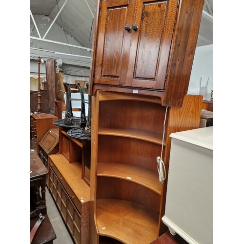 920 - Three pieces of furniture comprising of a Nathan teak highboard, width 153cm, a Nathan teak corner u... 