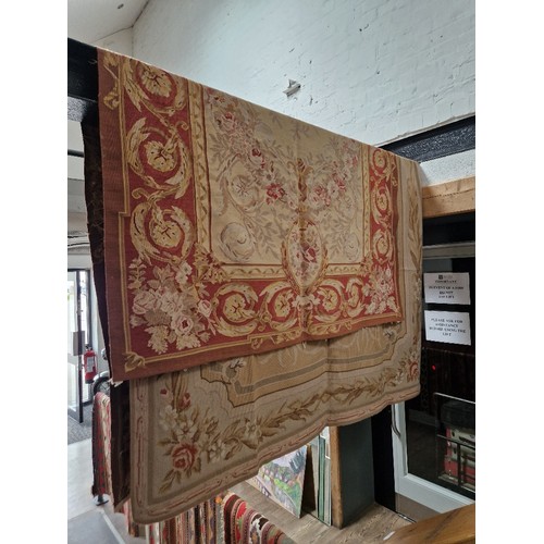 966 - Two large Aubusson tapestries, approximately 130cm x 75cm each.