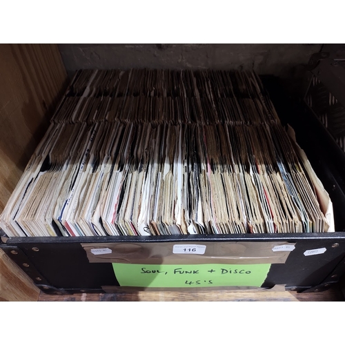 116 - A box of soul, funk & disco 45s.