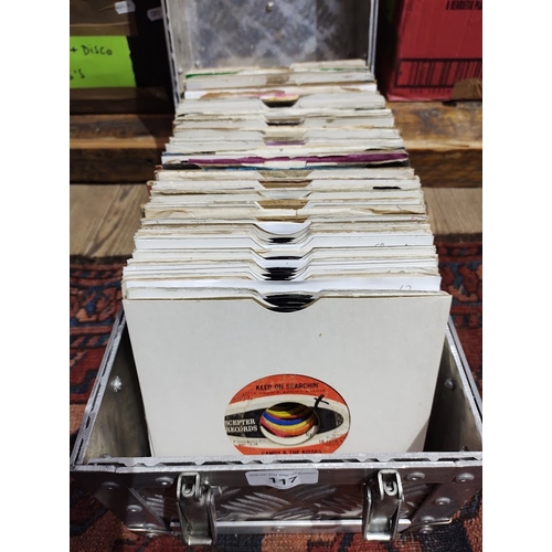 117 - An aluminium case of 1960s/1970s soul 45s on US labels.