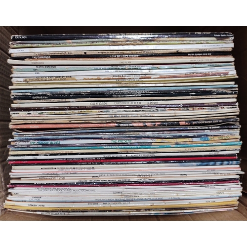 127 - A box of vinyl LP records, rock & pop including Suede, The Beatles, T Rex, Roxy Music, Abba, Emmerso... 