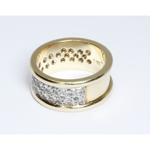 1 - DAVID BURNS: a pave set diamond eternity band, the round brilliant cut diamonds weighing approximate... 