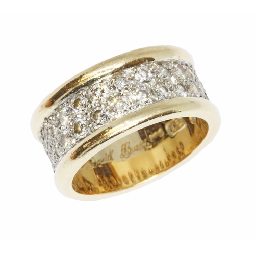 1 - DAVID BURNS: a pave set diamond eternity band, the round brilliant cut diamonds weighing approximate... 