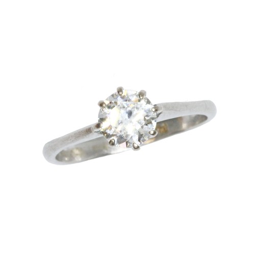 13 - A single stone diamond solitaire ring, the round brilliant cut stone weighing approximately 0.85cts ... 