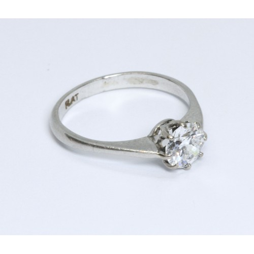 13 - A single stone diamond solitaire ring, the round brilliant cut stone weighing approximately 0.85cts ... 