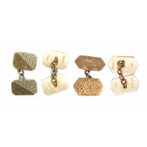 29 - Two pairs of hallmarked 9ct gold cufflinks, weight 8.3g.