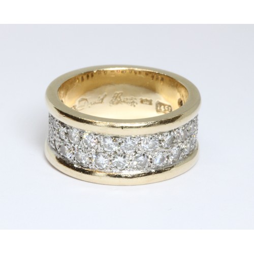 1 - DAVID BURNS: a pave set diamond eternity band, the round brilliant cut diamonds weighing approximate... 