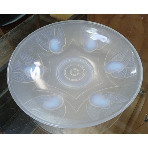 421 - A French Art Deco opalescent pressed glass bowl by Ezan, France, diameter 31.5cm.