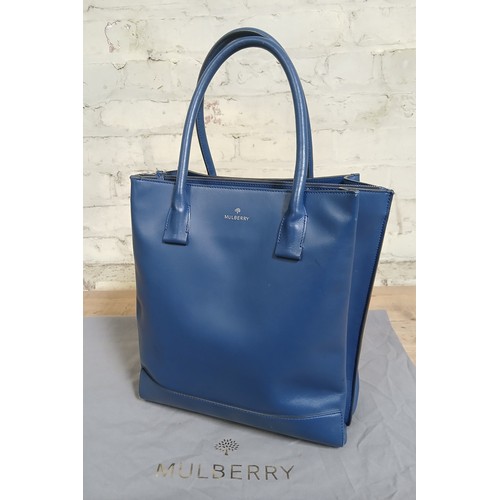 453 - A Mulberry Arundel Tote Sea Blue leather bag with dust bag.