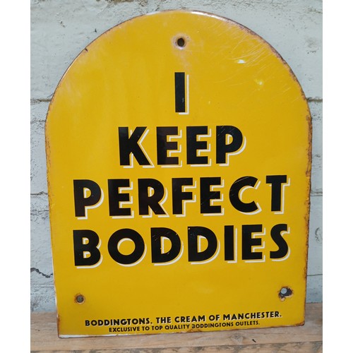 500 - An 'I Keep Perfect Boddies' Boddingtons enamelled sign 22cm x 26cm.