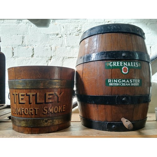 497 - A Greenalls sherry barrel with a Tetley 