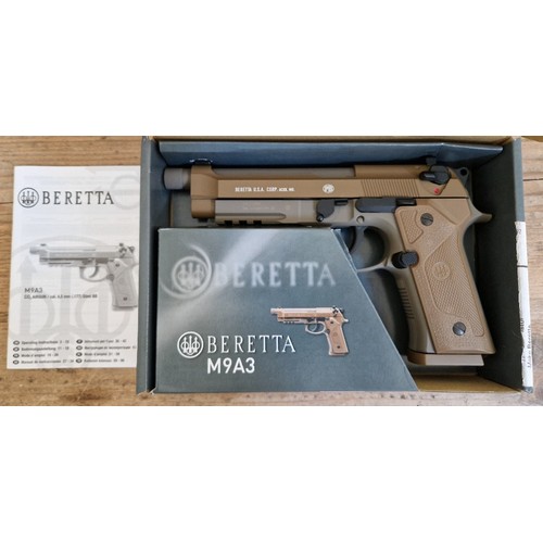 14 - A Beretta M9A3 4.5mm calibre Co2 BB air gun, serial no.17C1198, 23cm long, in original box with manu... 