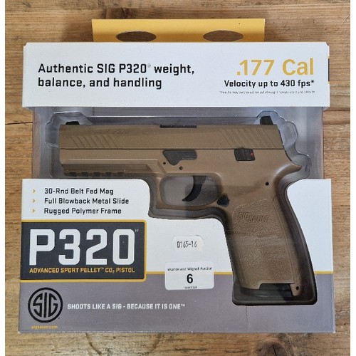 6 - A Sig Sauer P320 .177 calibre Co2 air pistol, serial no.17E23912, 20cm long, in original box with ma... 