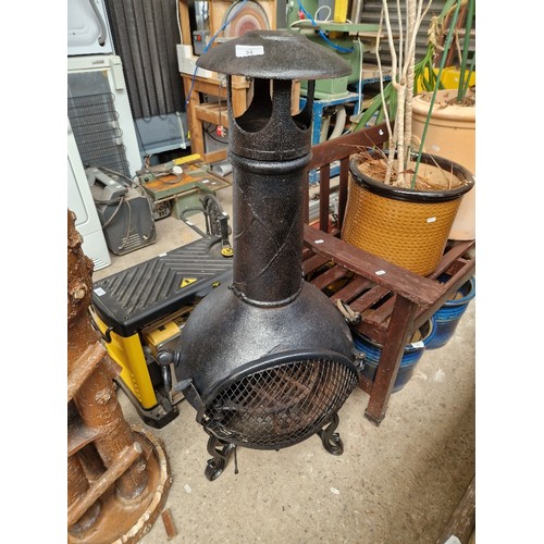 32 - A cast metal garden chimenea