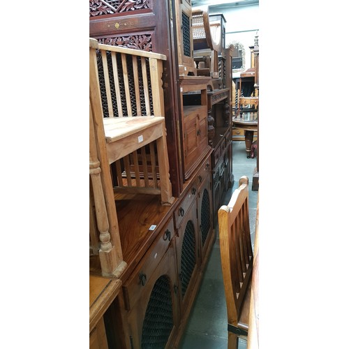 913 - A hardwood sideboard (length 175cm) with matching TV stand and side cabinet.