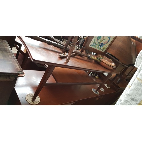 936 - A mid 20th century teak coffee table together with an oak work table.