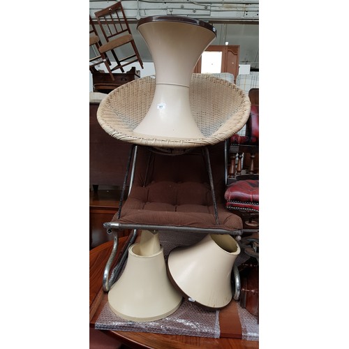 951 - A mixed lot comprising pair of retro plastic Tam Tam stools, tubular metal framed lounge chair and a... 